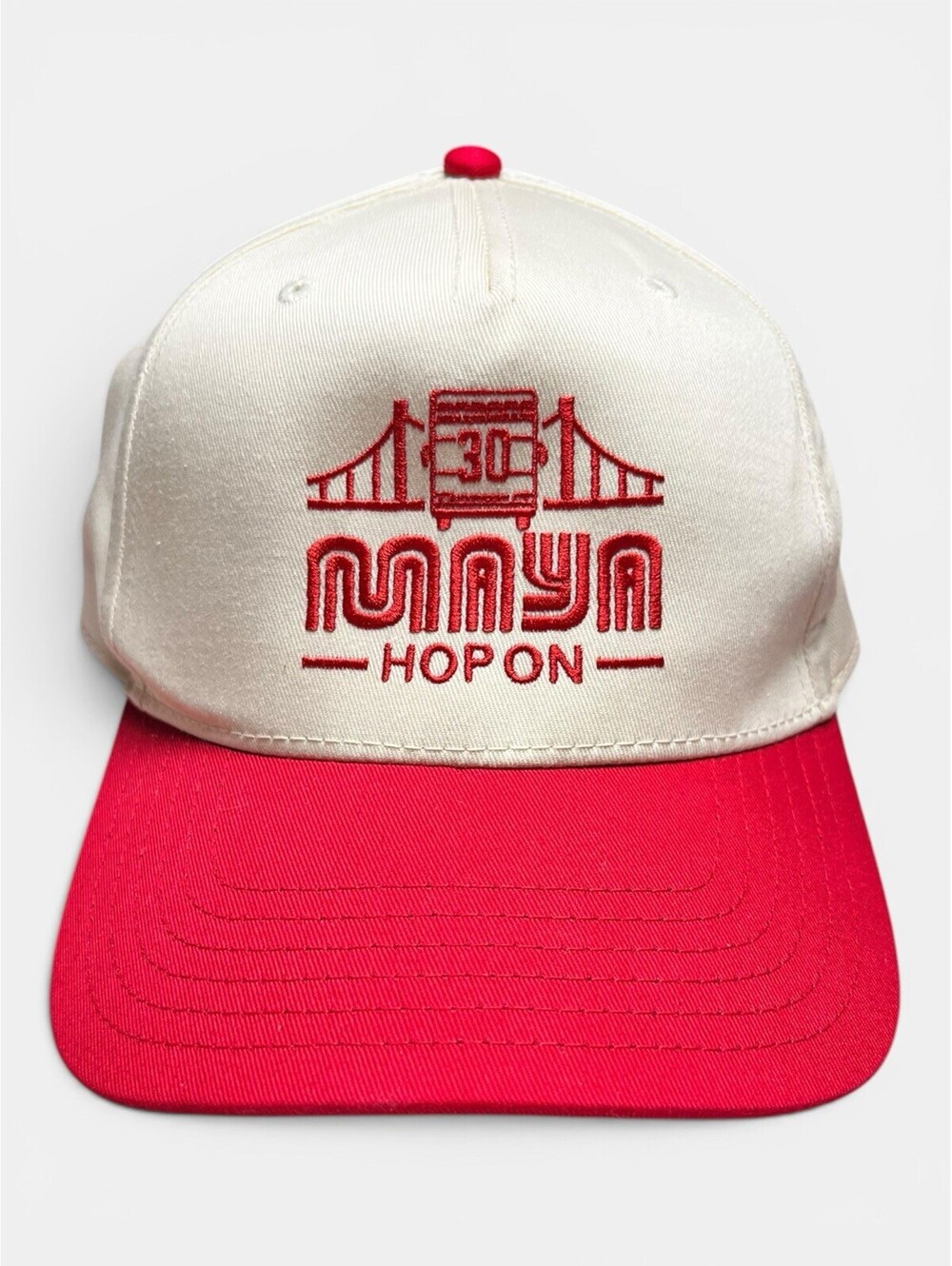VNTG vibe White/ Red MAYA HOP ON Baseball Hat/Cap Adjustable